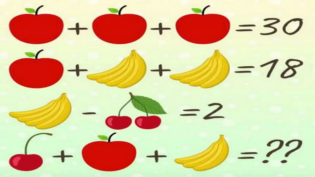 Racioc Nio L Gico Resolva A Equa O Das Frutas Em Segundos