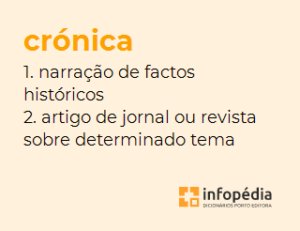 Definição de crônica pelo Infopédia. Imagem: Reprodução 