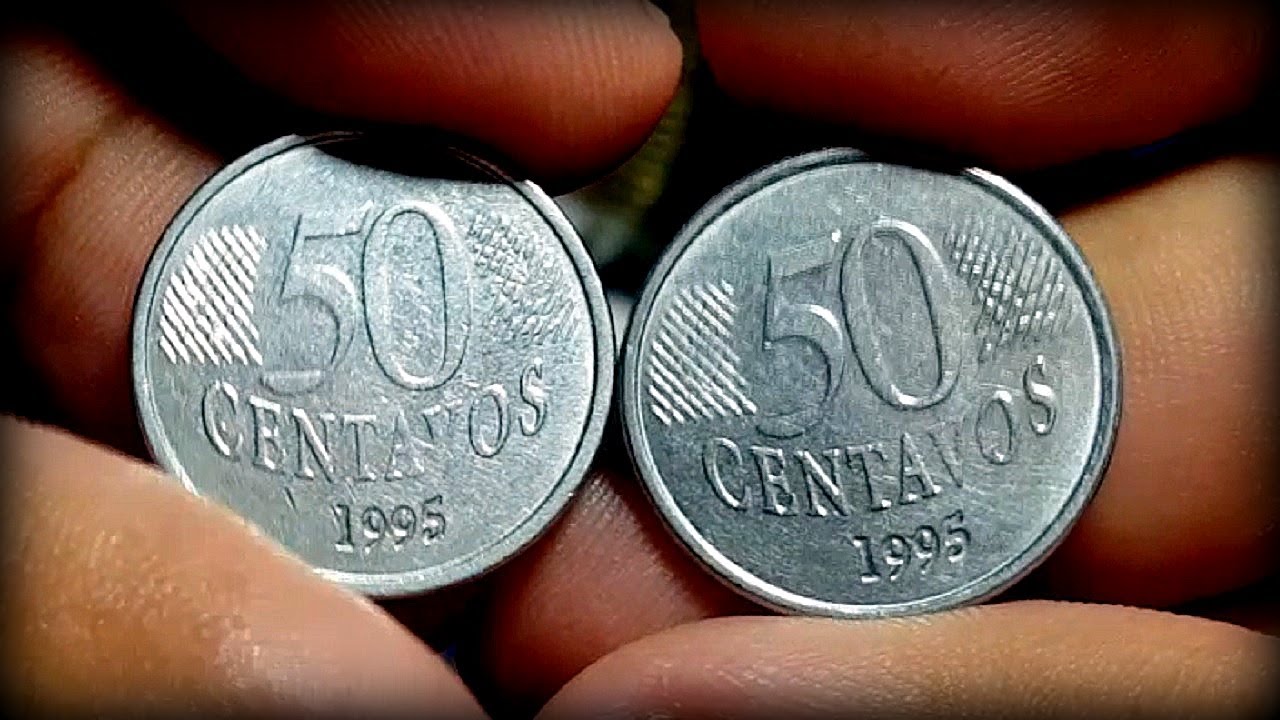 Exemplo de moeda de 50 centavos de 1995. Imagem: Reprodução