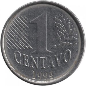 Moeda de 1 centavo do ano de 1994. Imagem: Reprodução