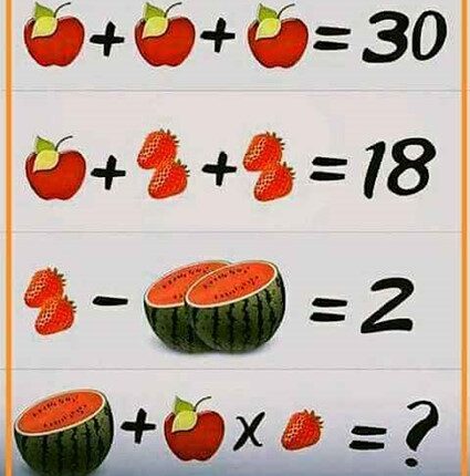Use o raciocínio lógico para resolver essa conta usando frutas! Apenas 3% conseguem em menos de 15 segundos