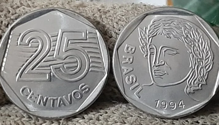 Esta moeda de 25 centavos de 1994 pode valer R$ 1.500,00