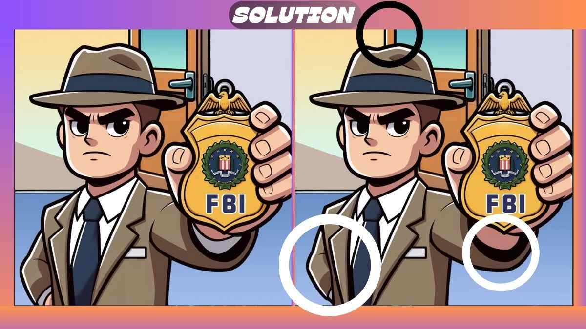 Resposta das 3 diferenças no desafio do FBI. 