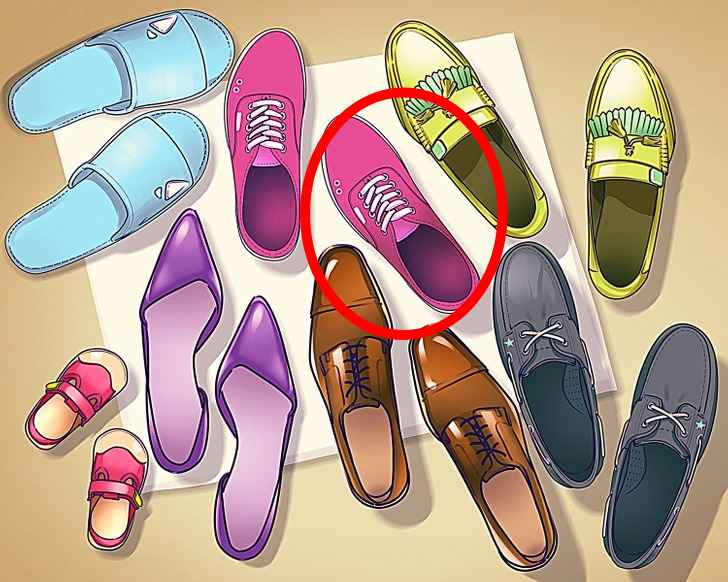 Resposta de onde está o erro na imagem dos sapatos.