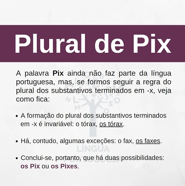 Você sabe qual é o plural de Pix?