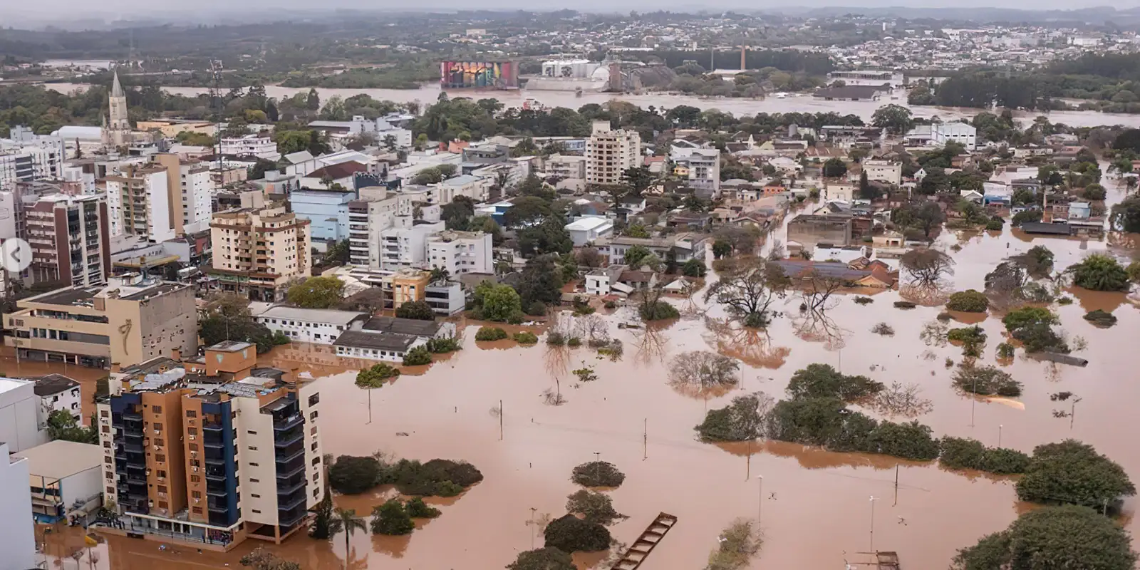 Enchentes no Sul do Brasil. Fotografia aérea de Lajeado. Imagem: EBC