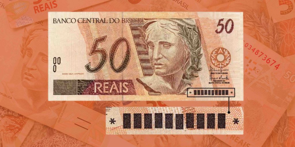 nota rara de 50 reais com numeração borrada