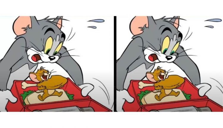 Encontre a diferença na imagem do Tom e Jerry.