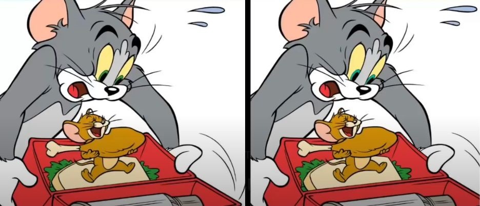 Encontre a diferença na imagem do Tom e Jerry.