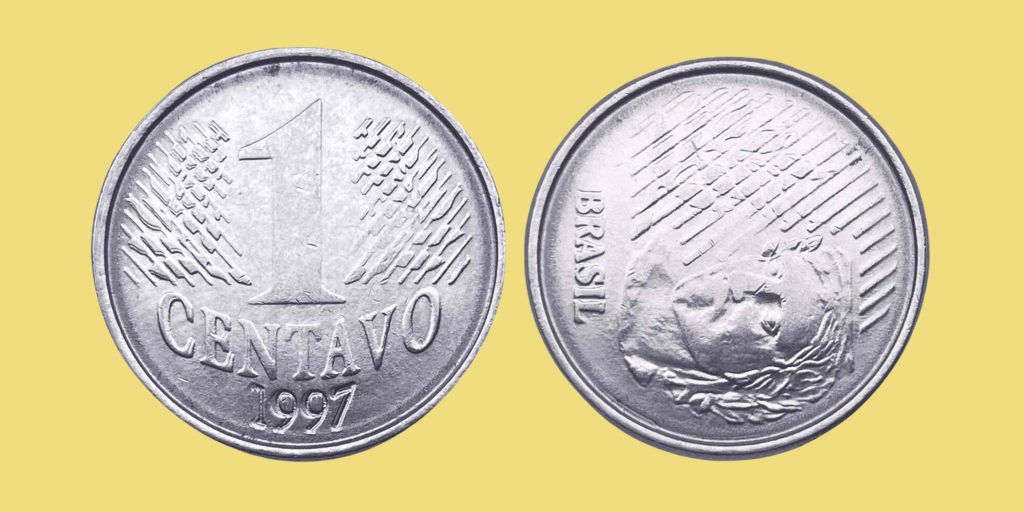 moeda de 1 centavo de 1997