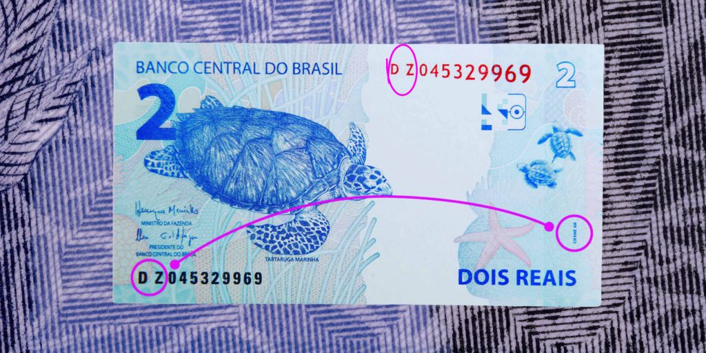 cédula DZ de dois reais