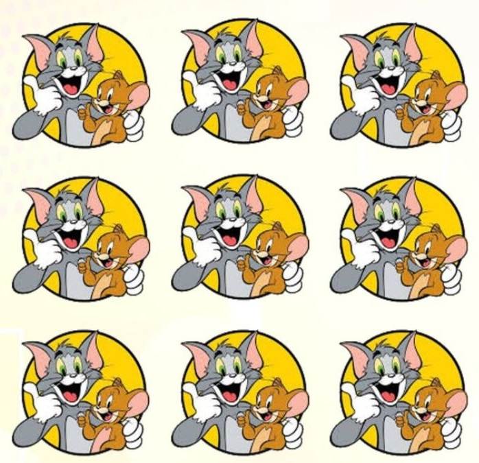 Encontre o adesivo do Tom e Jerry diferente.