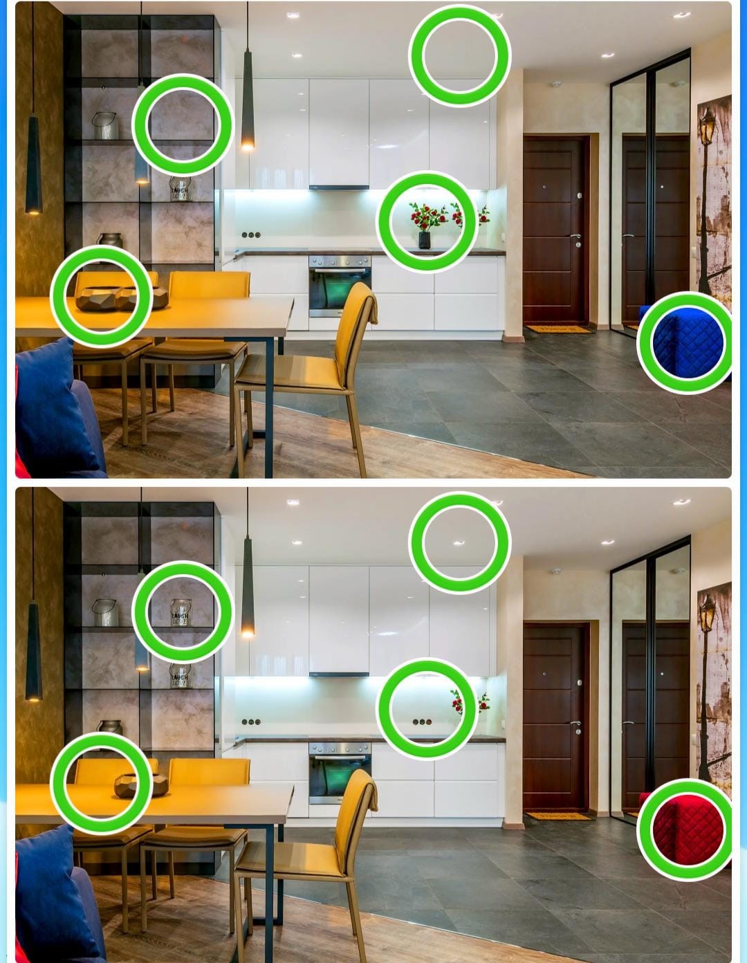 Resultado do Jogo das diferenças na sala de jantar