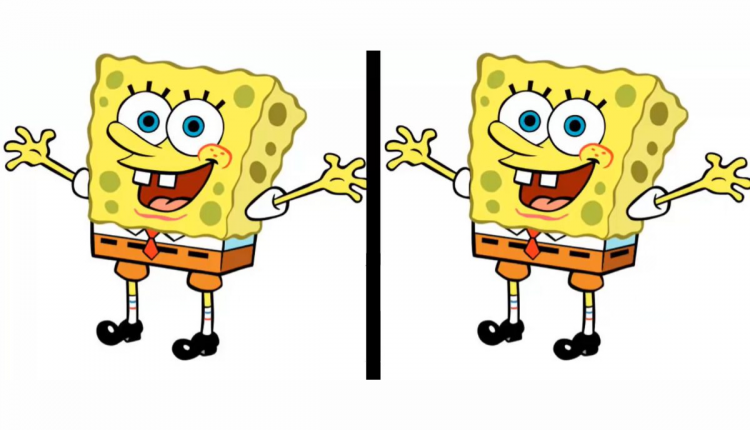 Encontre a diferença na imagem do Bob esponja neste desafio. Fonte: YouTube (Enigmas do Rei Serra).