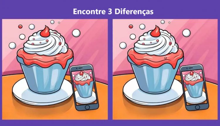 Encontre 3 diferenças entre as imagens dos cupcakes em 15 segundos!