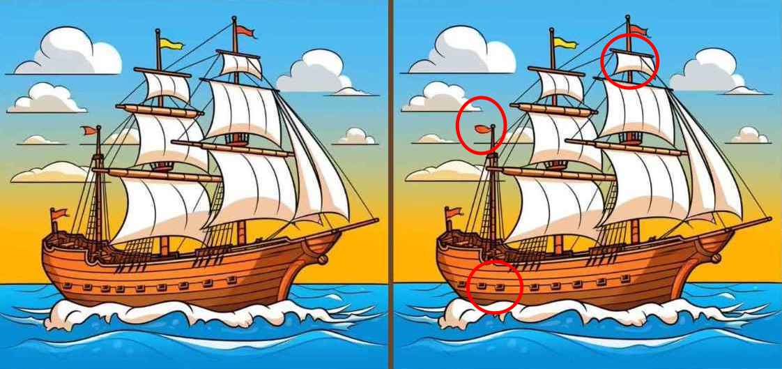 Encontre a Diferença: será que você consegue identificar as 3 diferenças entre os navios?