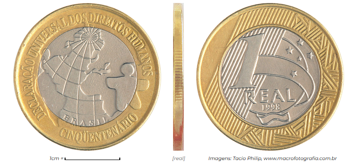 Moeda real Declaração dos Direitos Humanos com características comuns