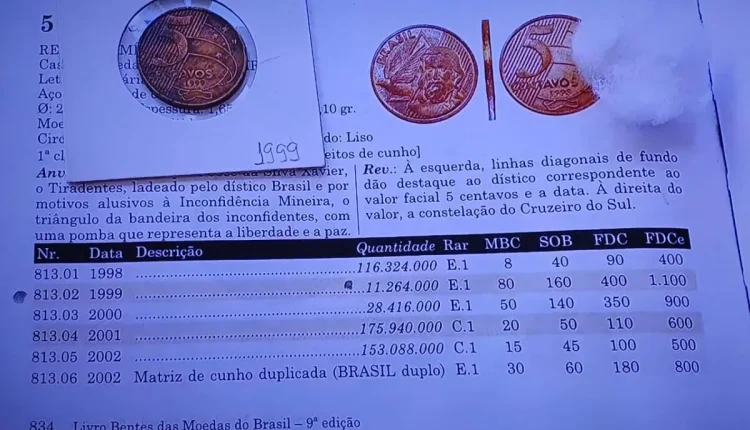 Valores das moedas de 5 centavos valiosas