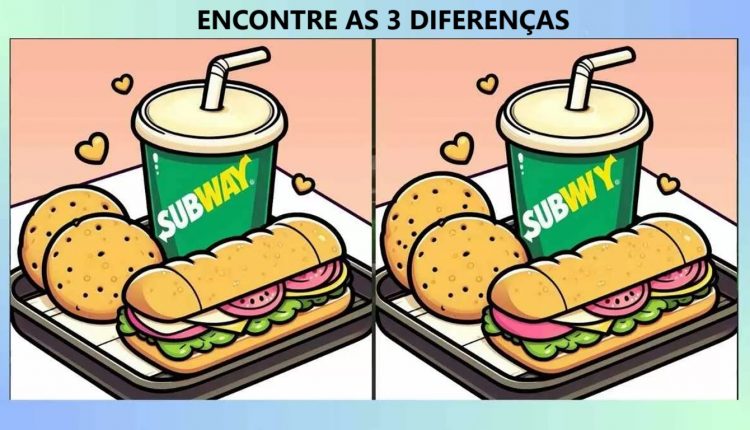 Desafio Visual: encontre 3 diferenças no lanche Subway