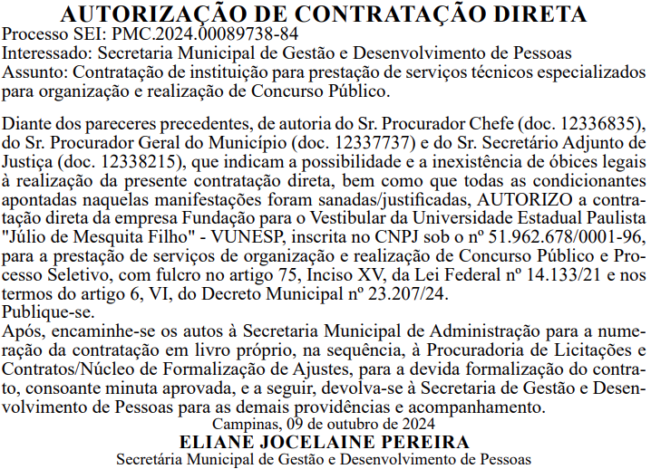 Autorização do novo concurso Guarda Municipal de Campinas.