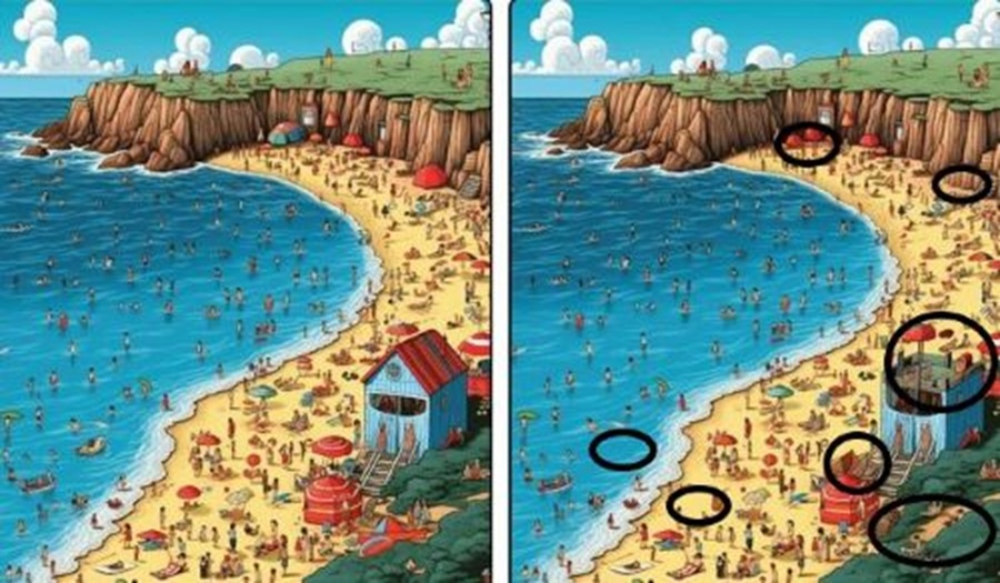 Desafio Visual: será que você encontrar as 7 diferenças na imagem da praia?