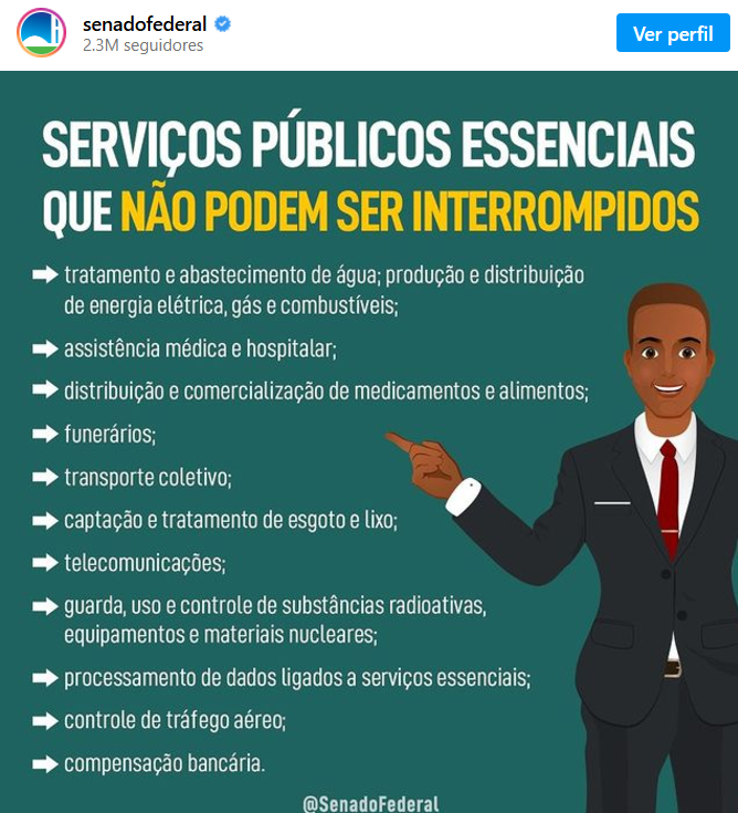 Profissões que não podem fazer greve, segundo o Senado.