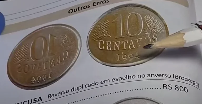 Moeda 10 centavos ano 1994 com Reverso duplicado