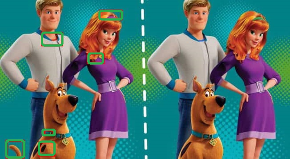 Teste de QI: encontre 6 diferenças na imagem com a trupe do Scooby-Doo