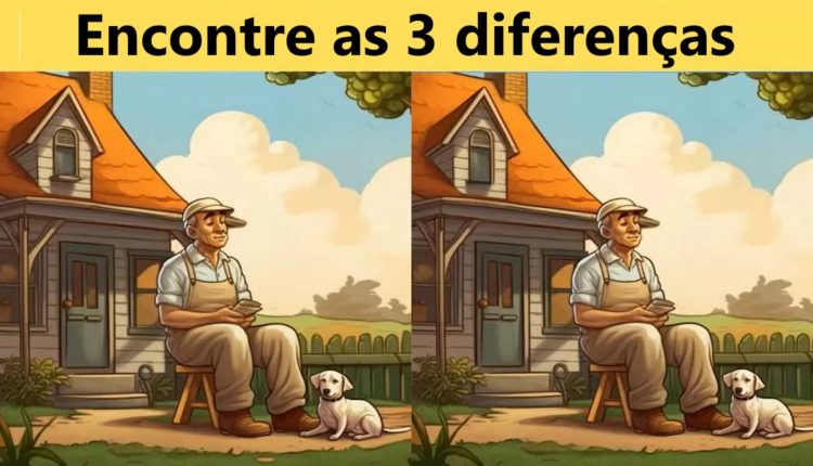 Teste de QI: encontre as 3 diferenças entre as imagens do velho e seu cachorro