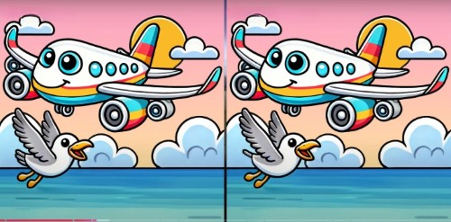 Encontre 3 diferenças no avião