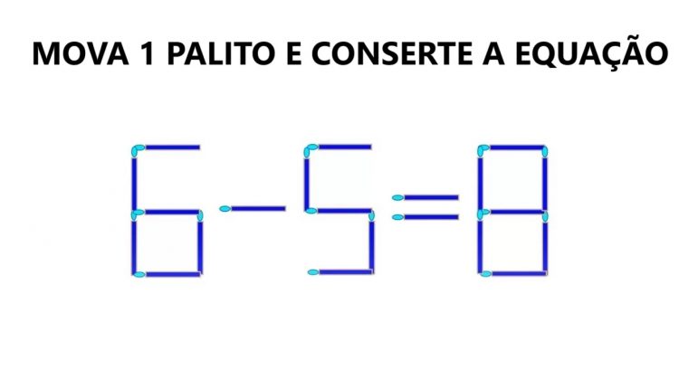 Teste de QI: mova somente 1 palito para corrigir a equação em 10 segundos