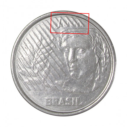 Moeda 5 centavos 1996 com data marcada de 1995