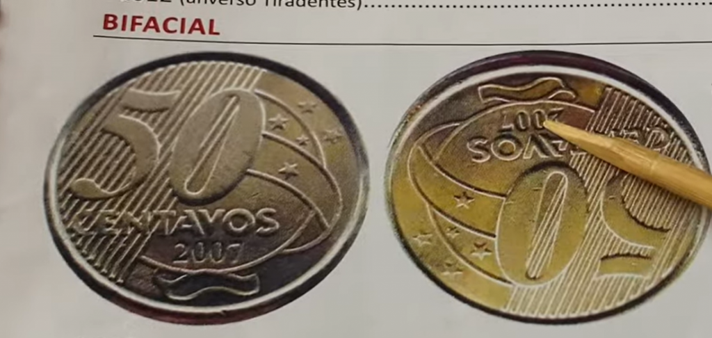 Moeda de 50 centavos bifacial