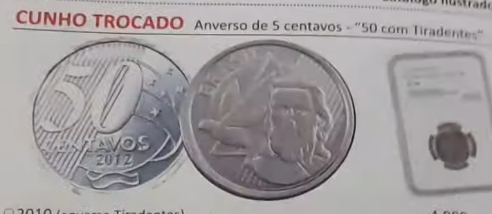 Moeda de 50 centavos com erros