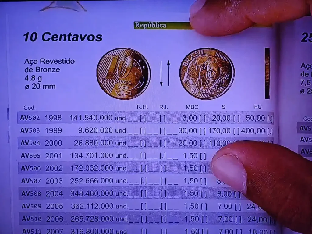 Valor da moeda de 10 centavos