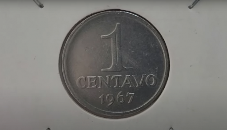 Moeda de 1 centavo de 1967 com possível valor numismático.