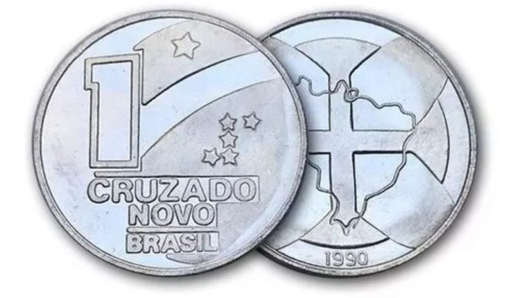 Moeda de 1 cruzado de 1990, conhecida como Cruz de Cristo