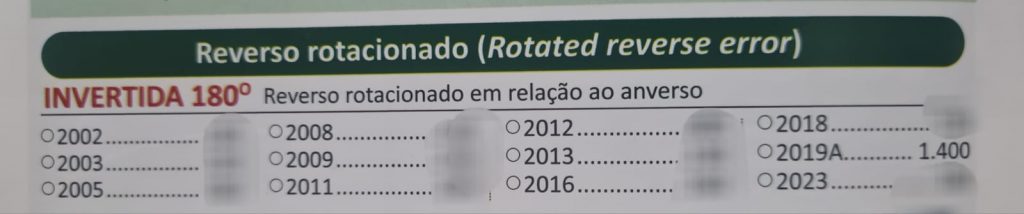 Moeda de 2019 com reverso invertido ou rotacionado