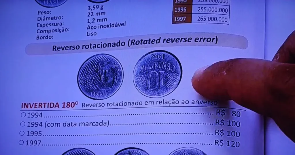 Moedas de 10 centavos com erro