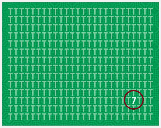 Solução da imagem com várias letras T e um número 7 oculto neste teste de raciocínio lógico