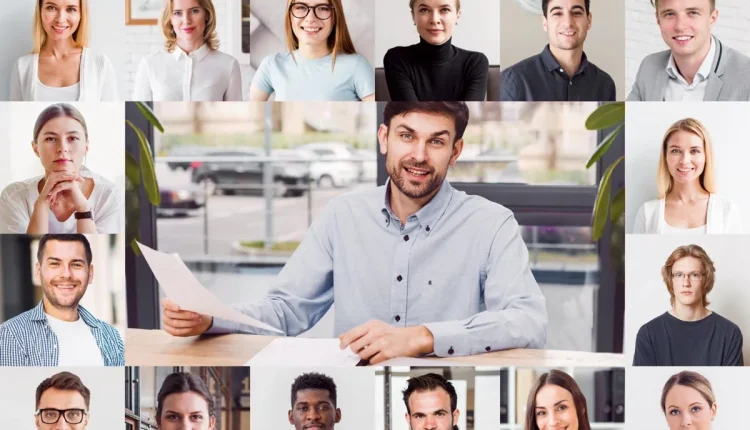 Profissionais de diferentes áreas reunidos, representando as profissões do futuro